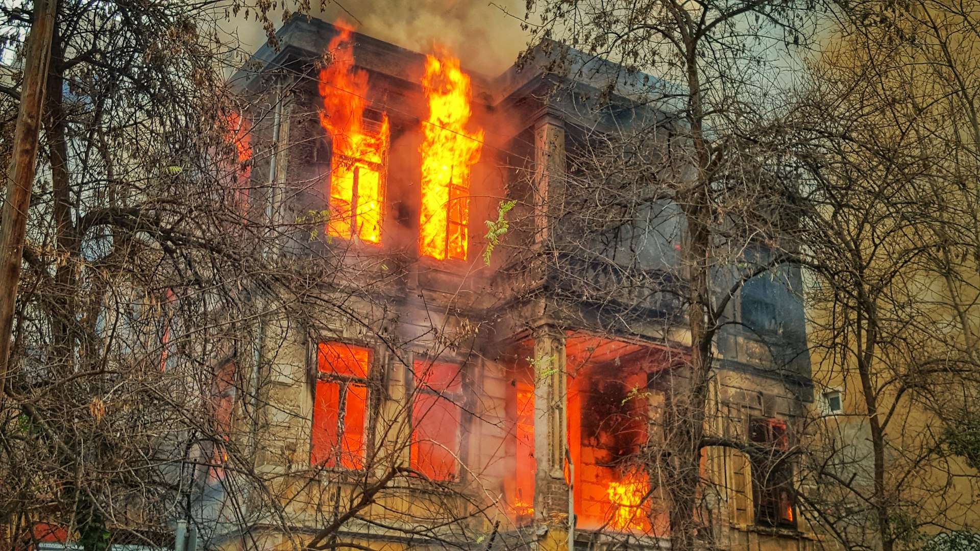 Fire and smoke damage in a home