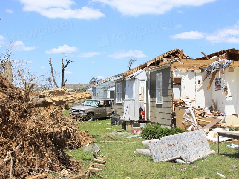 Casa con danos graves por una tormenta